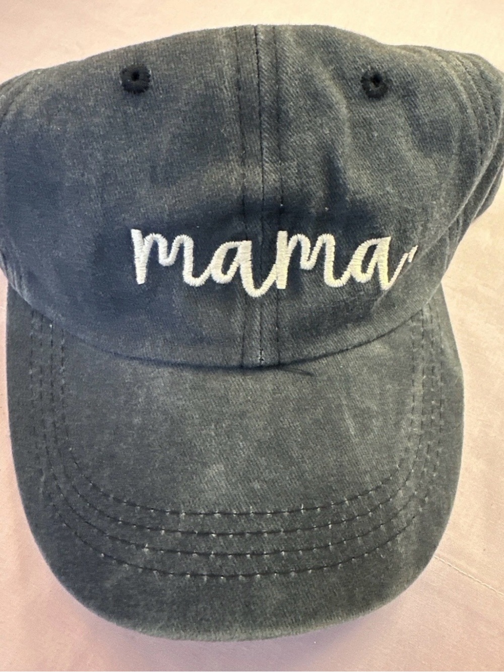 Mama Embroidered Baseball Cap - Black